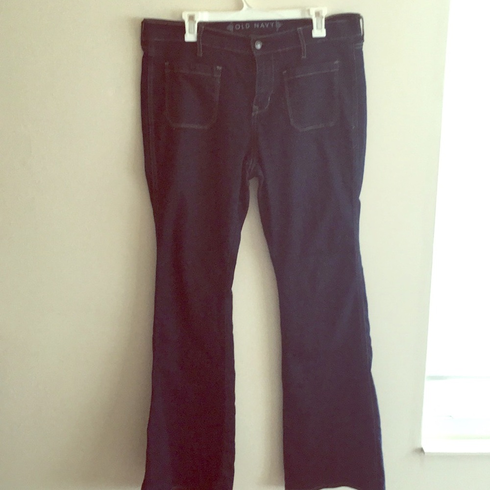 Dark wash extreme flare/bell bottom jeans